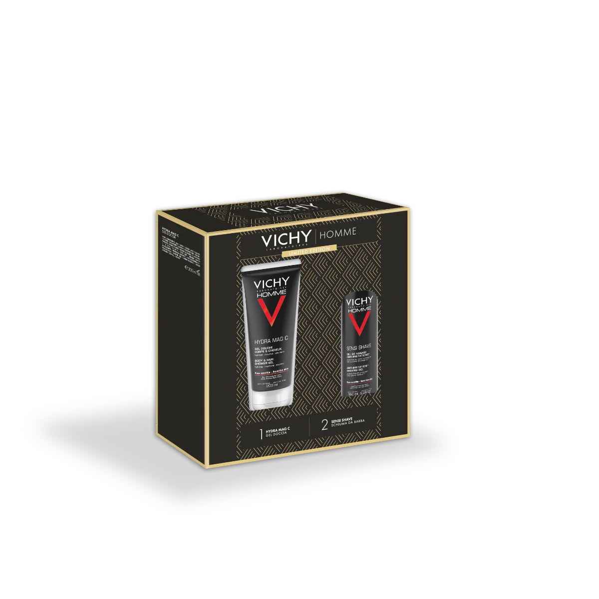 Cofanetto Natale Vichy Homme 2023 Hydra Mag C Gel Doccia + Sensi Shave Schiuma Da Barba