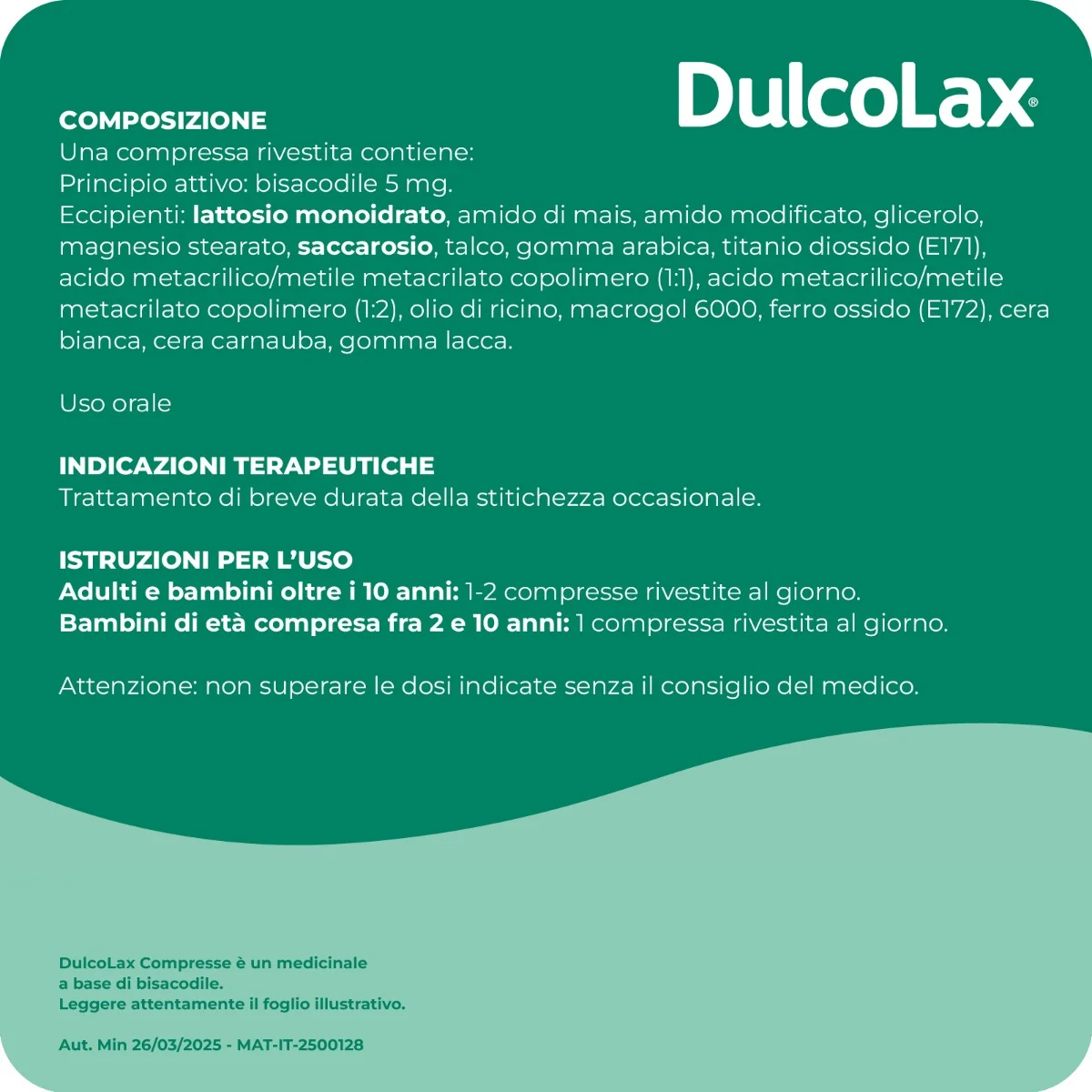 Dulcolax 5 mg 40 Compresse Rivestite Stitichezza Occasionale