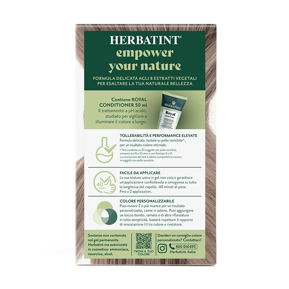 Herbatint Gel Colorante Permanente 8C Biondo Chiaro Cenere 170 Ml Colore Intenso e Duraturo