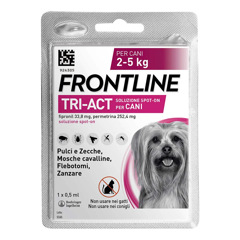 Frontline Tri-Act X1 Antiparassitario Per Cani Contro Parassiti E Insetti Volanti (2-5Kg)