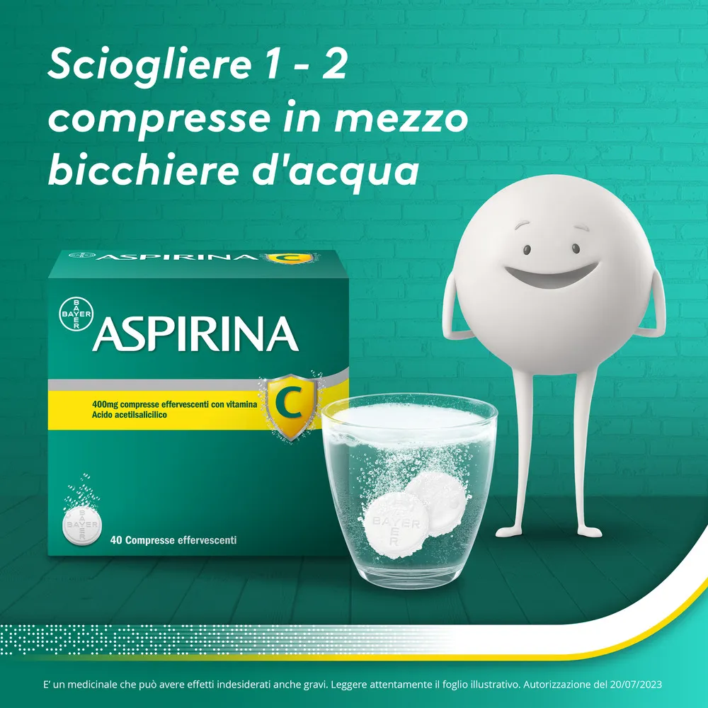 Aspirina C 40 Compresse  Effervescente Raffreddore Febbre e Influenza