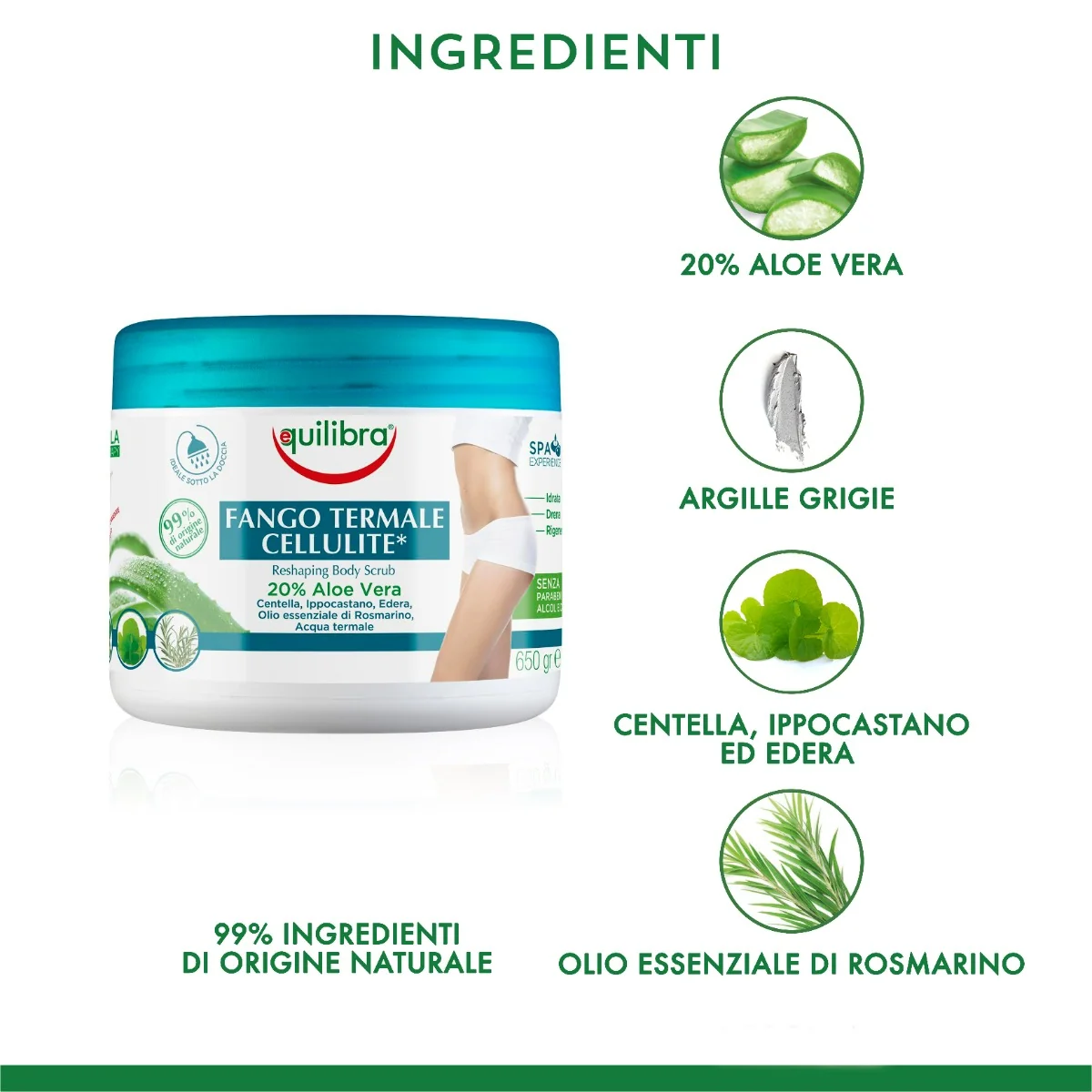 Equilibra Fango Termale Cellulite 650 g 20% Aloe Vera
