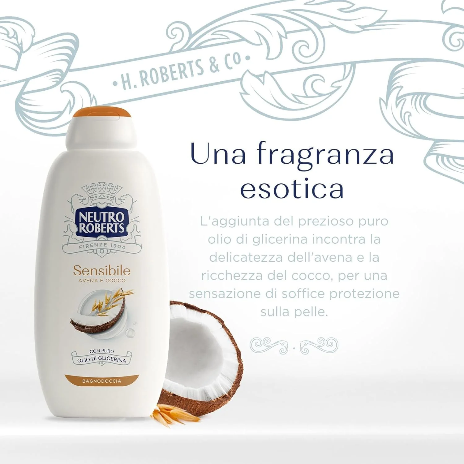 Neutro Roberts Bagnoschiuma Pelle Sensibile Avena E Cocco 600 ml Pelle protetta e Idratata