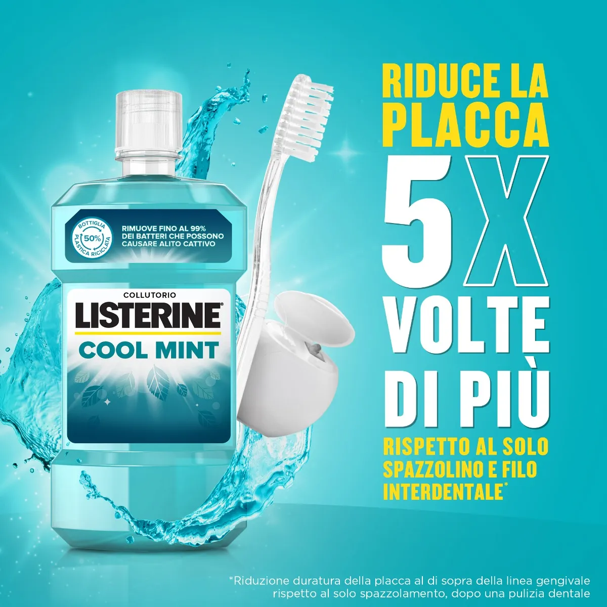 Listerine Coolmint Collutorio Antiplacca 500 ml Rinfrescante Alito