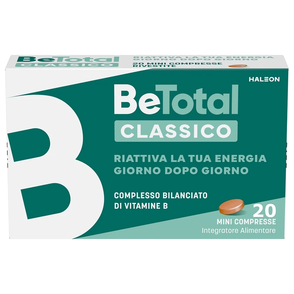 Be-Total Integratore Alimentare Complesso Bilanciato Di Vitamine B 20 Compresse Vitamina B, B3 Vitamina B12 Acido Folico Energia Per Adulti