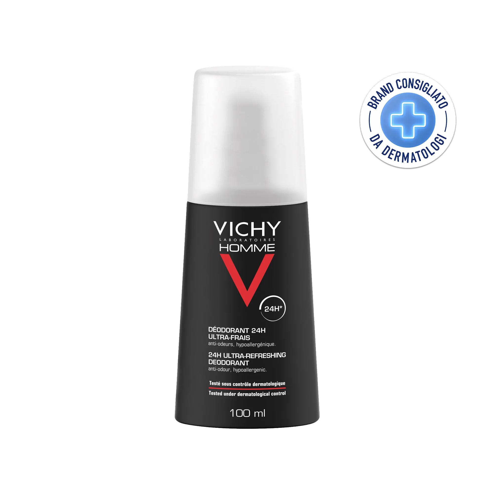Vichy Homme Deodorante 24H, 100 Ml Freschezza intensa spray