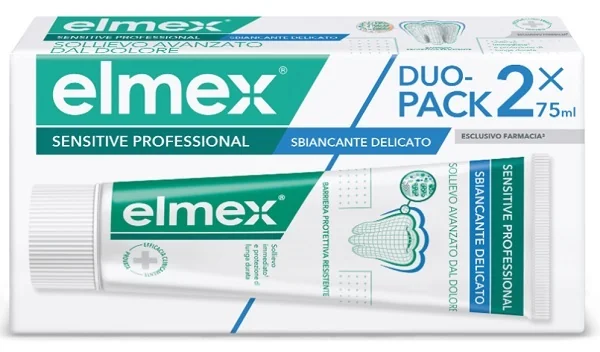 Elmex Sensitive Professional Whitening Dentifricio Duo Pack 2 Tubi Da 75 Ml