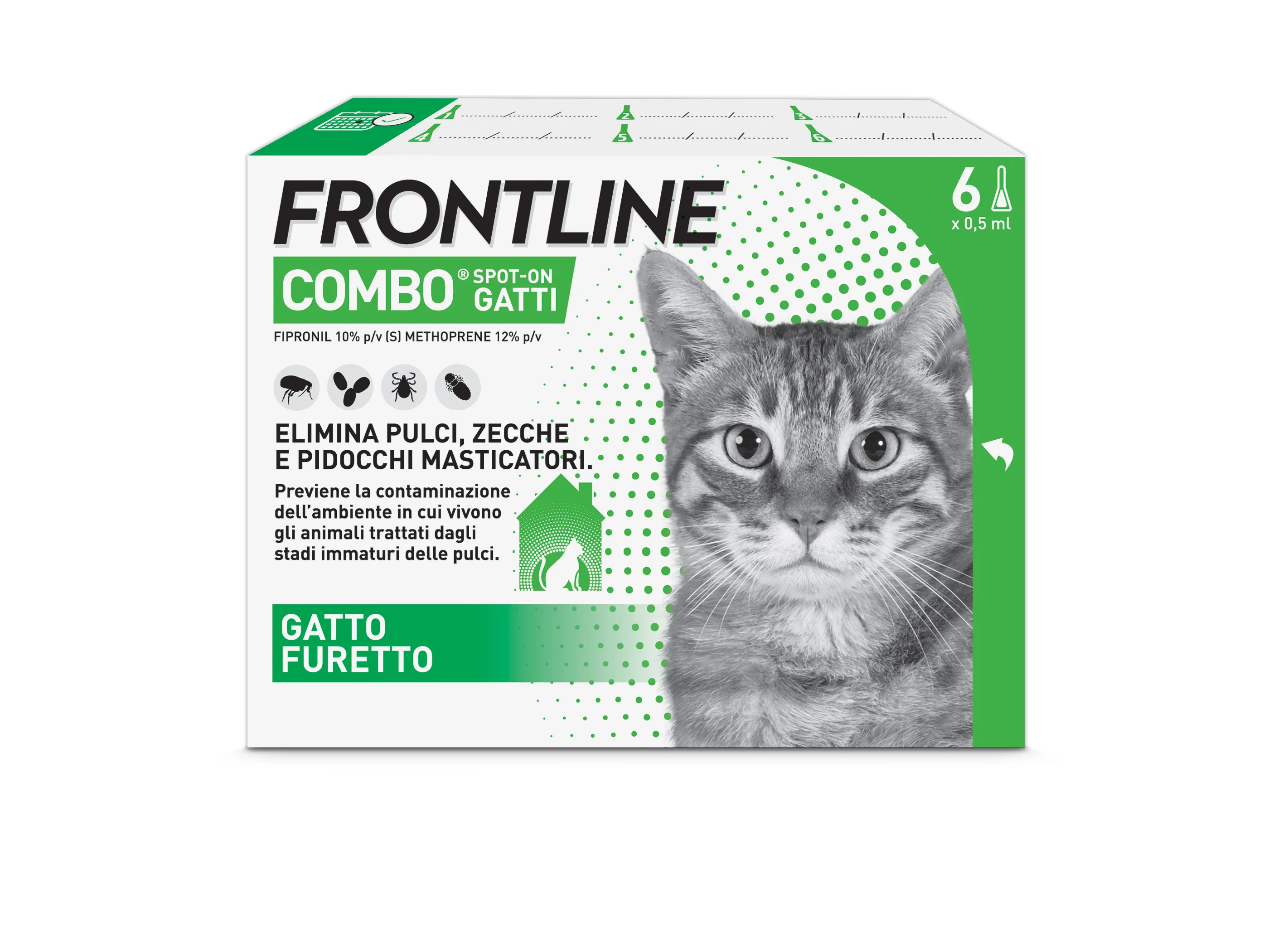 Frontline Combo Gatti X6 Antiparassitario Contro Pulci, Zecche E Pidocchi