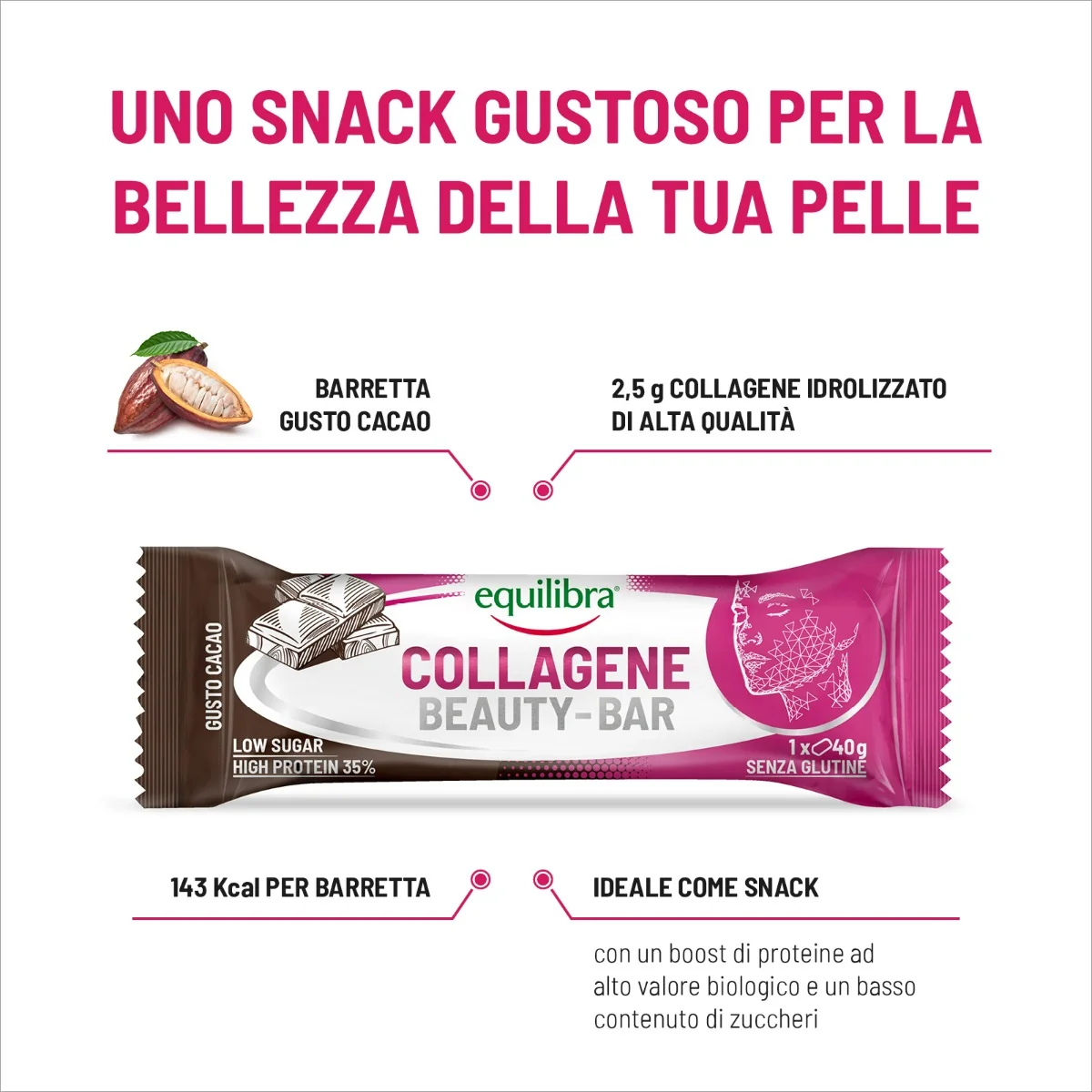 Collagane Beauty Barrette Cacao 40 g Barretta Proteica