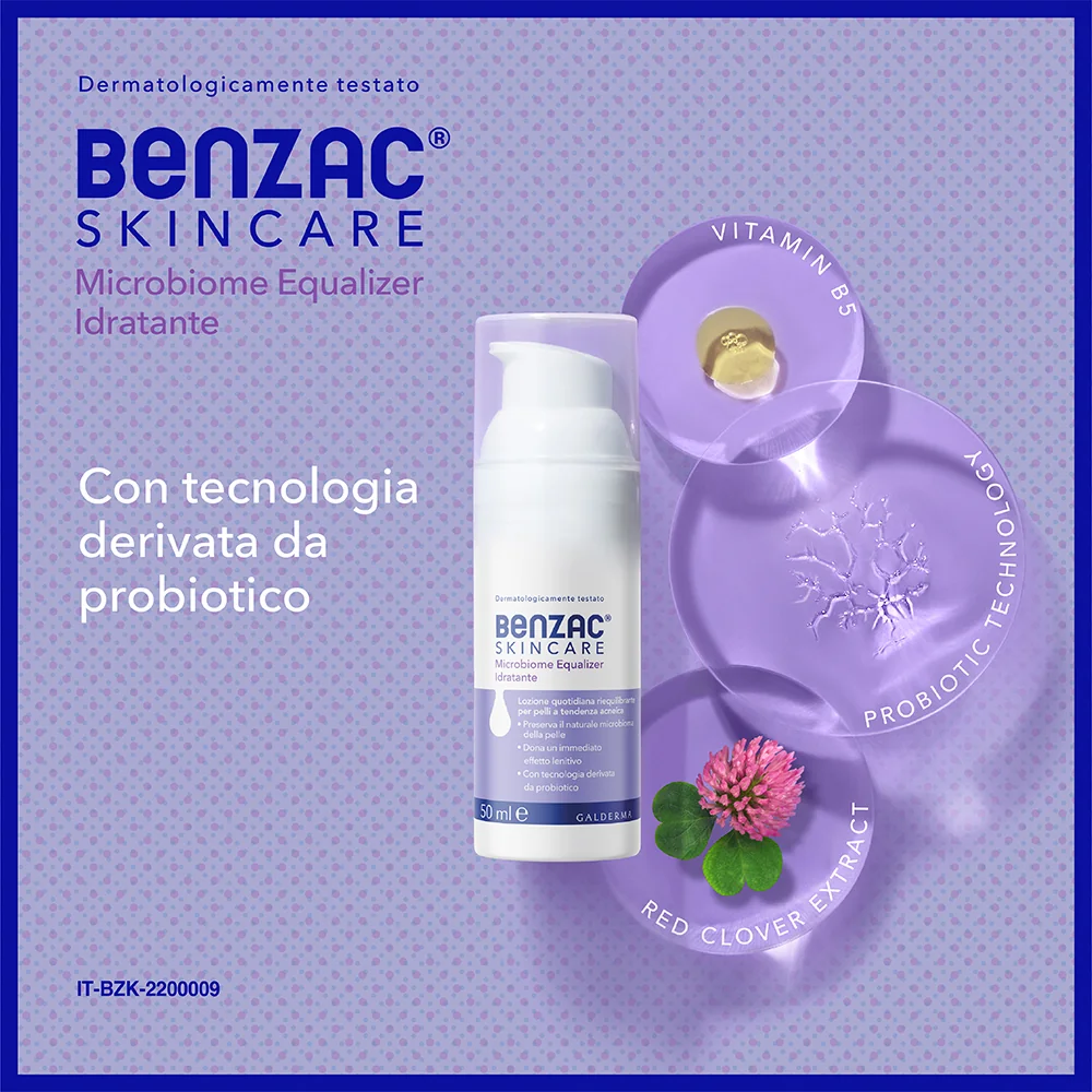 Benzac Skincare Microbiome Equalizer 50 ml Lozione Idratante Viso Pelle Acneica