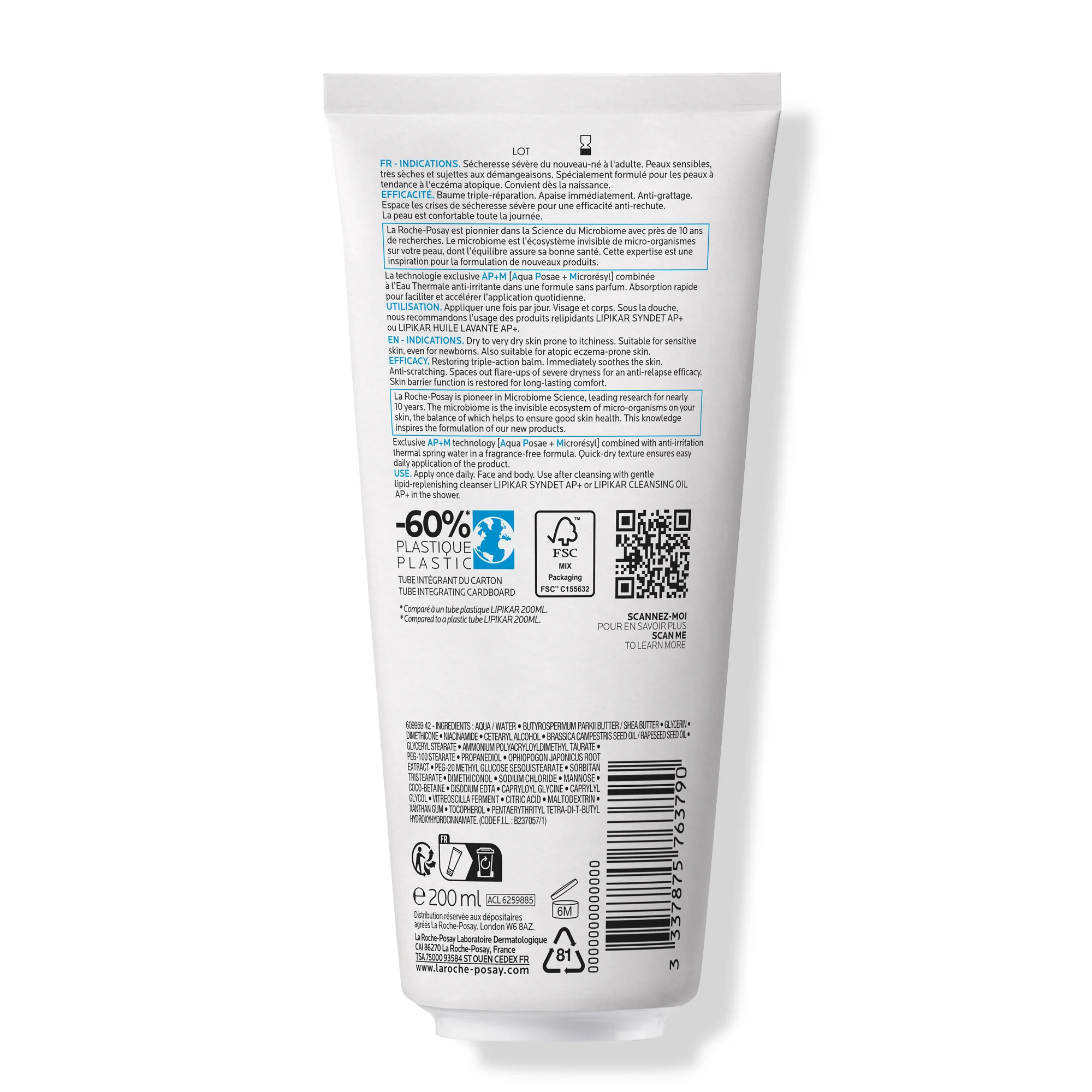 La Roche Posay Lipikar Baume AP+M 200Ml Idratante Lenitivo