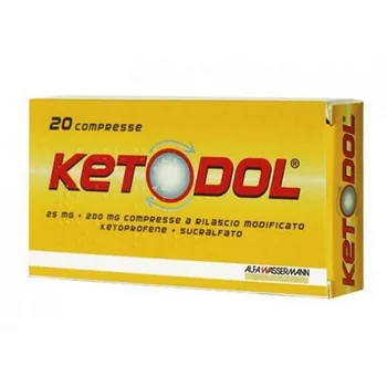 Ketodol 25 mg+200 mg Antinfiammatorio 20 Compresse Mal di Testa e Mal di Denti