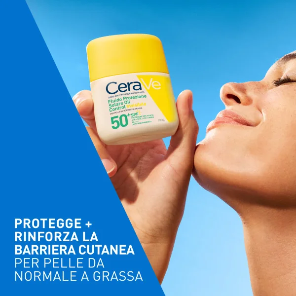 CeraVe Fluido Protettivo Solare Oil Control SPF50+ 50 ml Fluido Solare Invisibile per Pelli Grasse