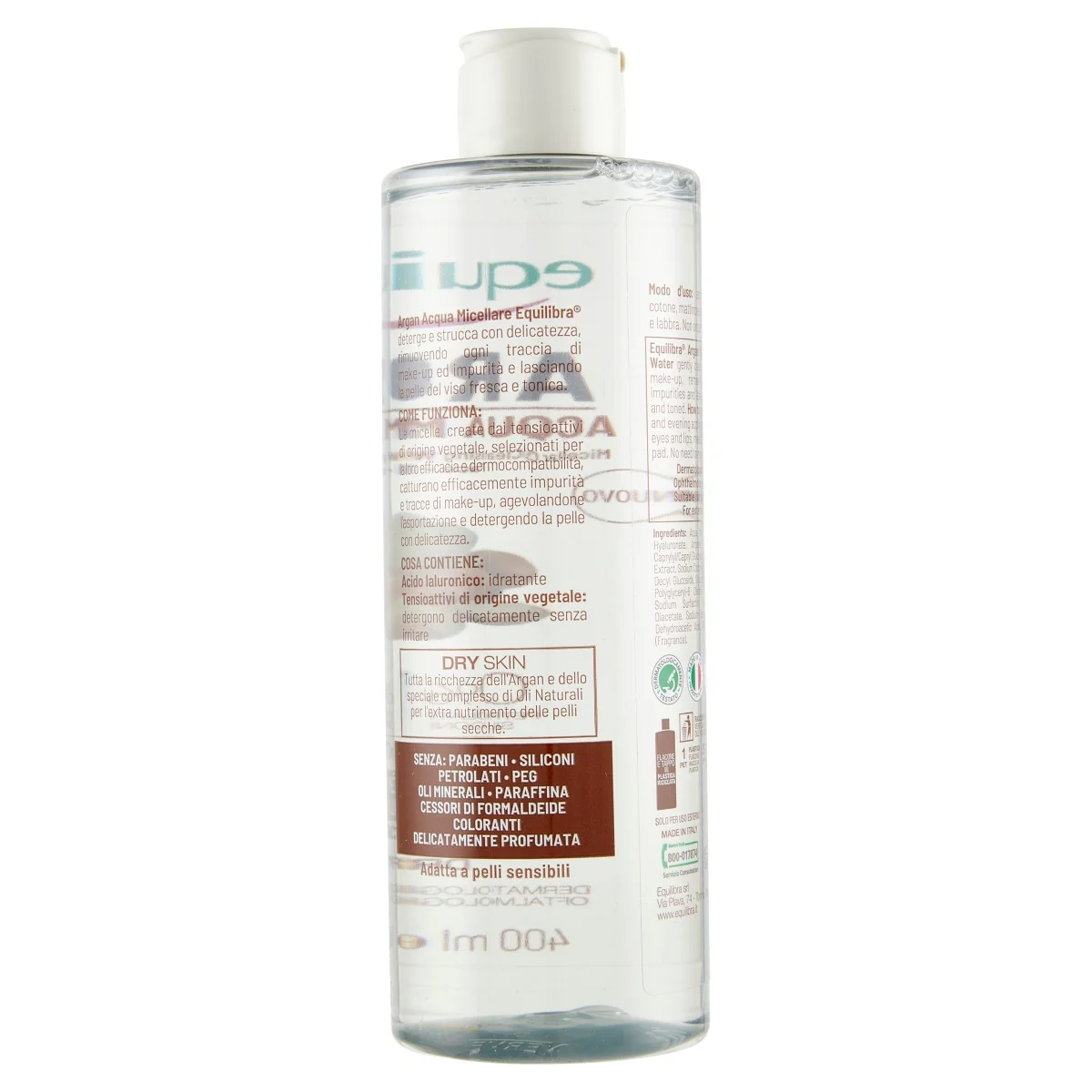 Equilibra Argan Acqua Micellare 400 Ml Rimuove Make-Up