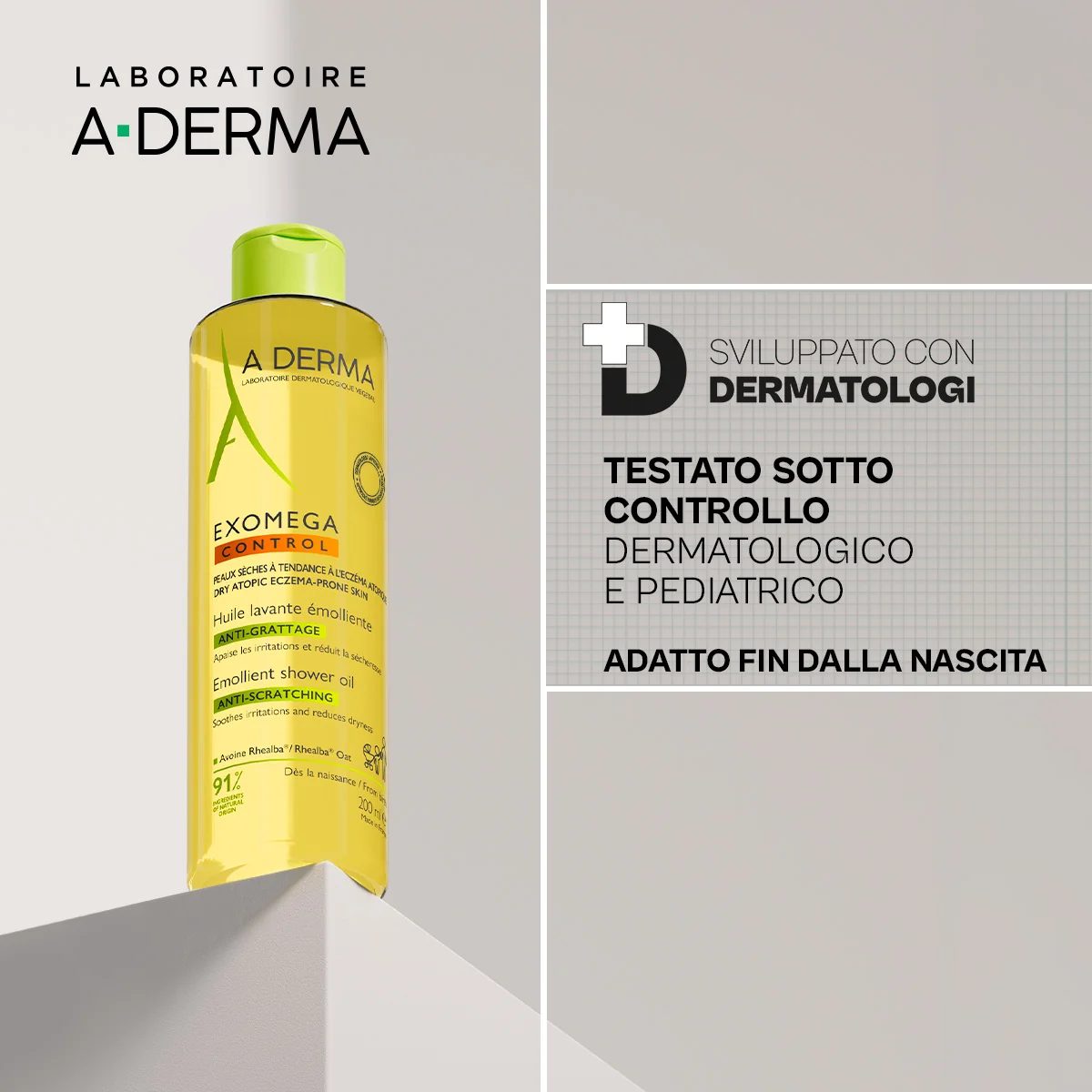Aderma Exomega Control Olio Lavante Emolliente 200 Ml Per Pelli Secche