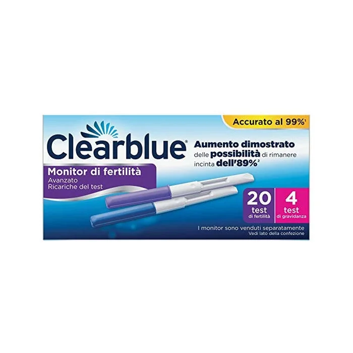 Clearblue Advanced Test di Ricambio per Monitor di Fertilità  20 Test di Fertilità  + 4 Test di Gravidanza Accuratezza maggiore del 99%