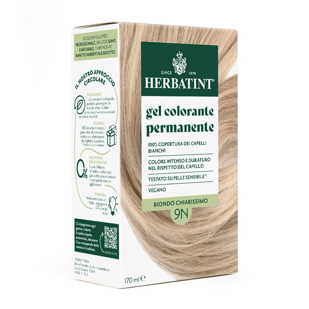 Herbatint Gel Colorante Permanente 9N Biondo Chiarissimo 170 Ml Colore Intenso e Duraturo