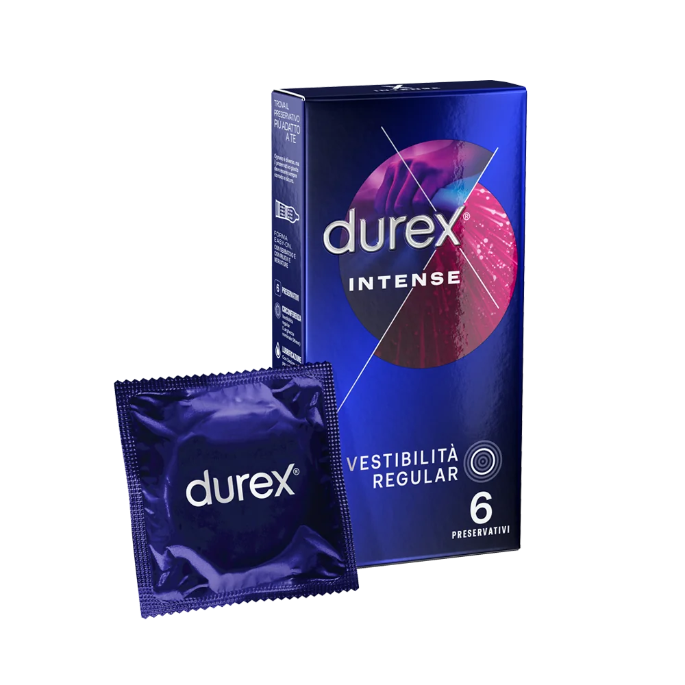 Durex Intense Preservativi 6 Pezzi Con Rilievi e Nervature Stimolanti