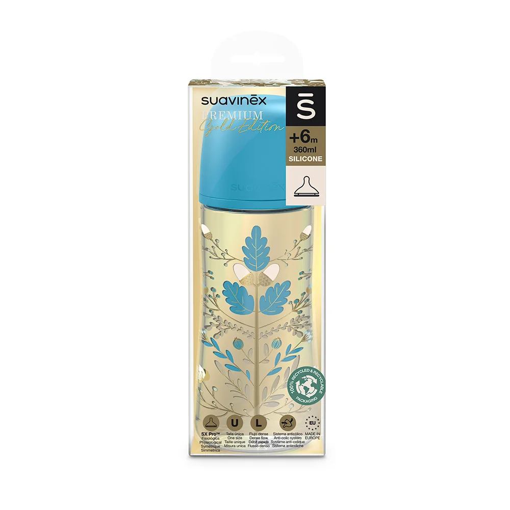 Suavinex Gold Biberon Silicone Azzurro 360 ml
