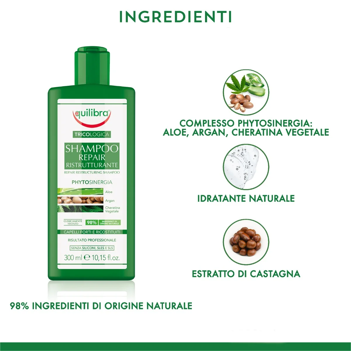 Equilibra Tricol Shampoo Repair 300 Ml per Capelli Danneggiati