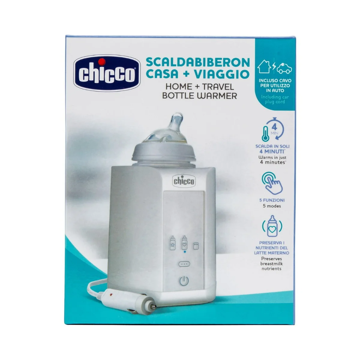 Chicco Scaldabiberon Casa-Auto Per Latte Artificiale, Materno e Pappa