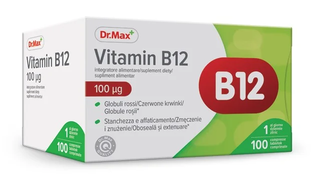 Dr. Max Vitamina B12 100MCG 100 Compresse Supporta Sistema Immunitario e Nervoso