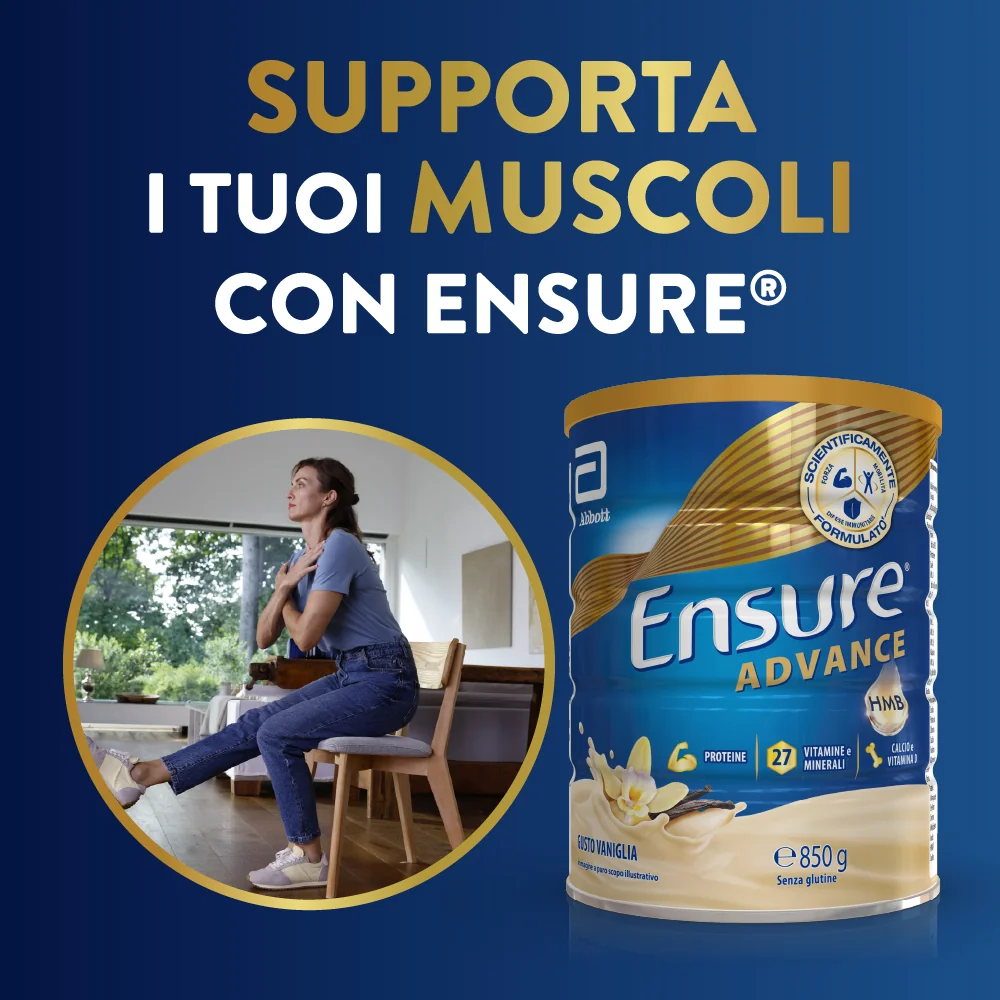 Ensure Advance 850 g Gusto Vaniglia Integratore Alimentare Proteico e Multivitaminico con HMB Formato Polvere