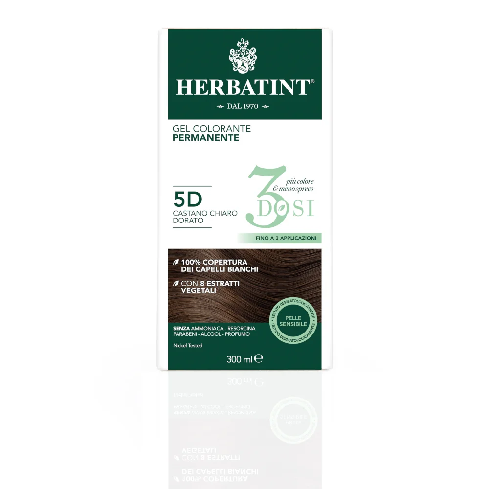 Herbatint Tintura Capelli Gel Permanente 3Dosi 5D Castano Chiaro Dorato 300 ml