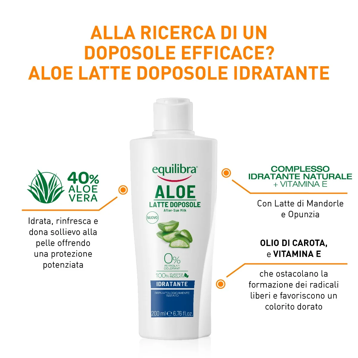Equilibra Aloe Latte Doposole 200 ml Idratante