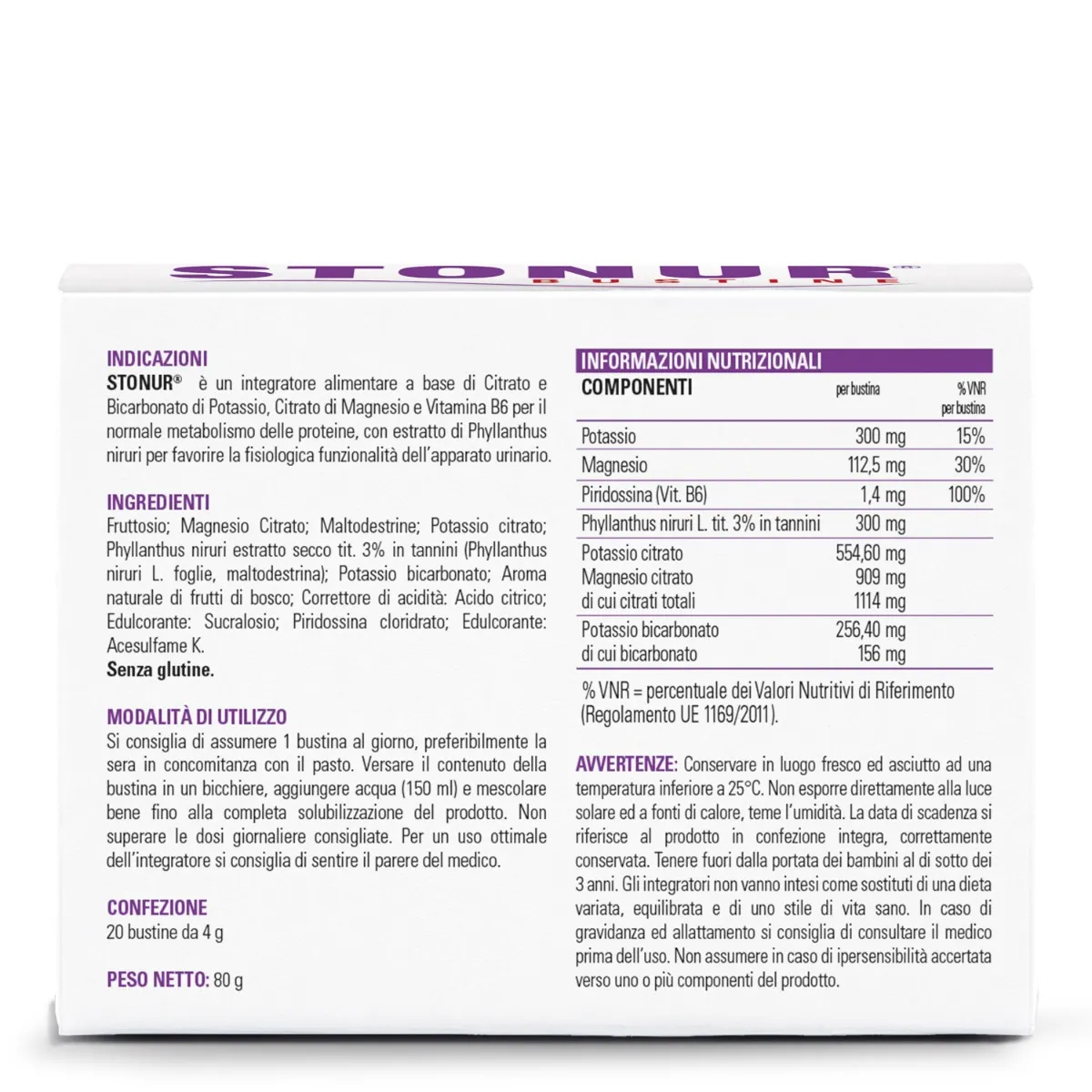 Stonur Integratore 20 Bustine Benessere vie Urinarie