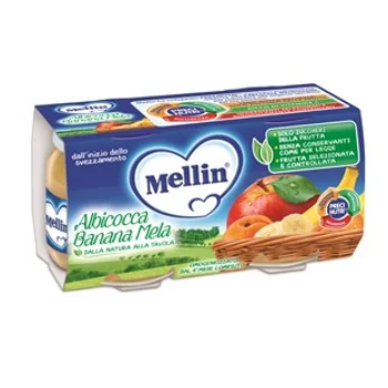 Mellin OMOGENEIZZATO Albicocca Banana Mela 2X100 G Alimento per Infanzia