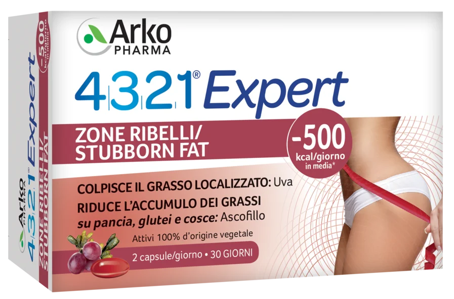 Arkopharma 4321 Expert Slim Zone Ribelli 60 Capsule Colpisce il Grasso Localizzato