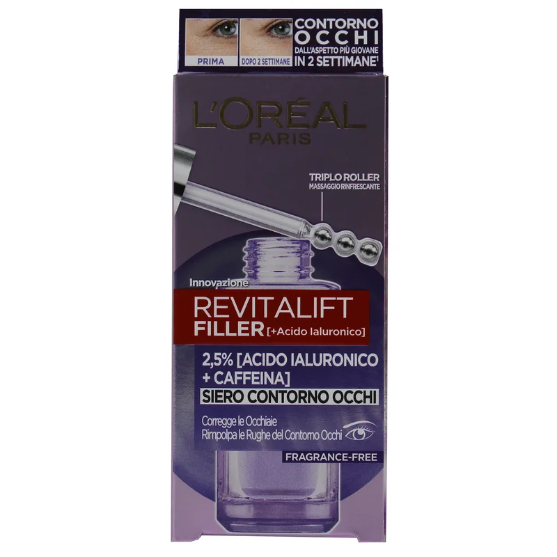 L'oreal Paris Revitalift Filler Siero Contorno Occhi 20 ml Siero Anti-Età per Contorno Occhi