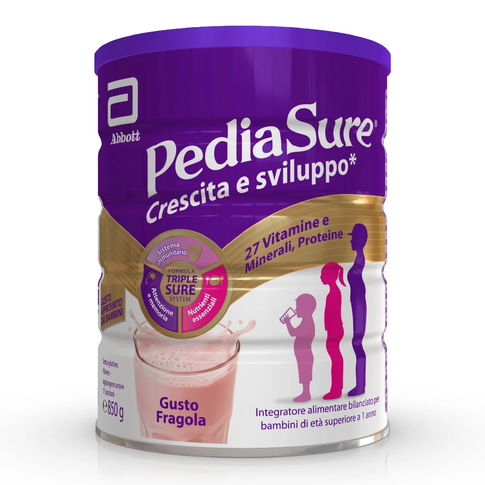 Pediasure Crescita E Sviluppo Integratore Multivitaminico Per Bambini 850g Fragola Integratore per la Crescita