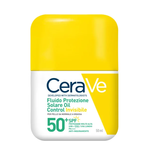 CeraVe Fluido Protettivo Solare Oil Control SPF50+ 50 ml Fluido Solare Invisibile per Pelli Grasse