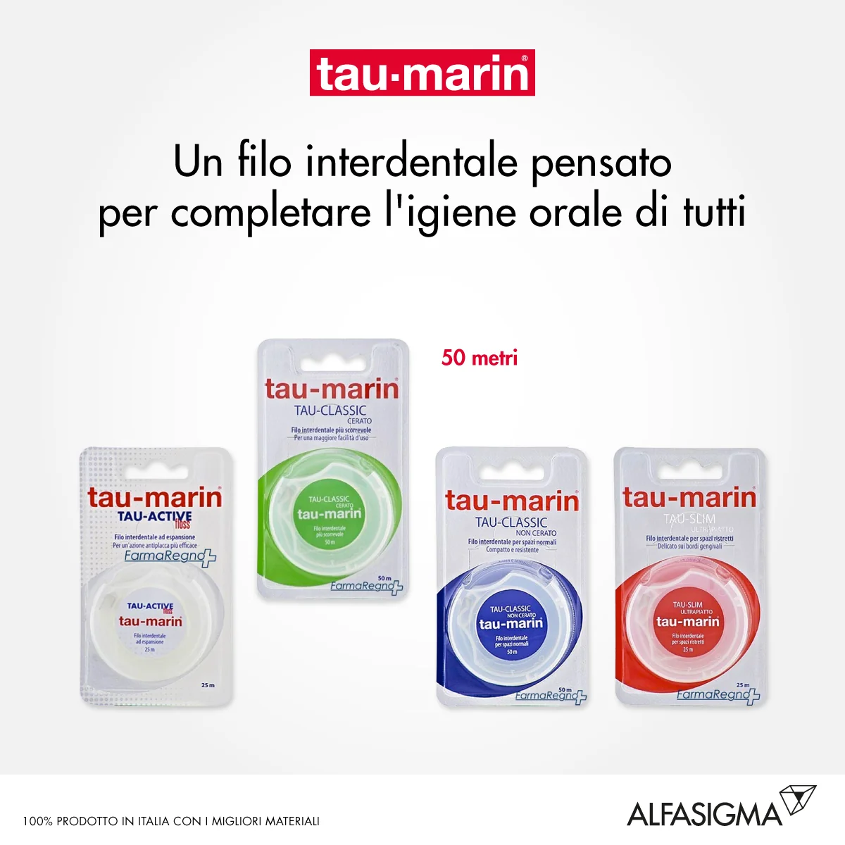 Tau-marin Tau Classic Filo Interdentale Cerato 50 m Aroma menta