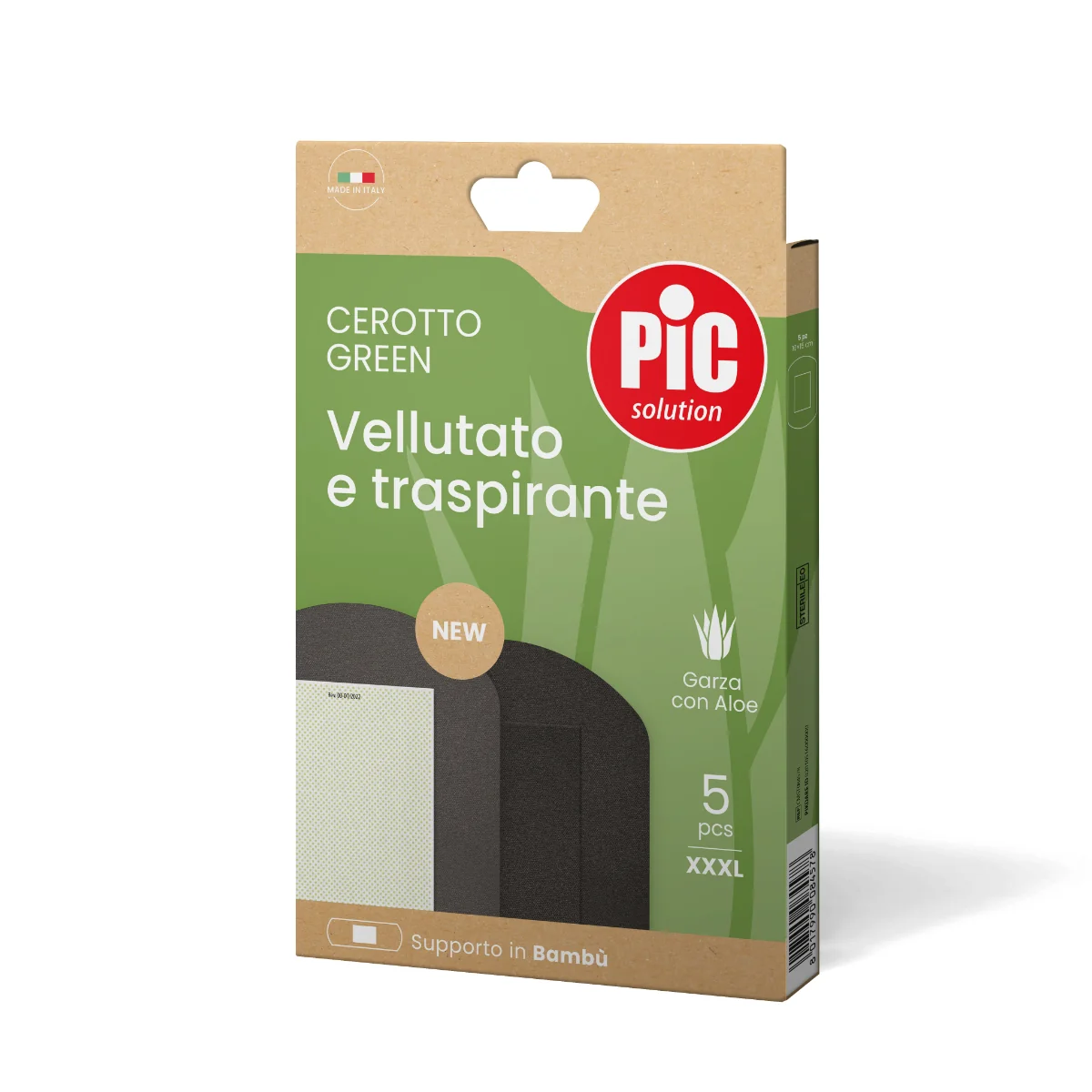 Cerotti Pic Green Bambù Aloe 10x15 cm 5 Pezzi Vellutati e traspiranti
