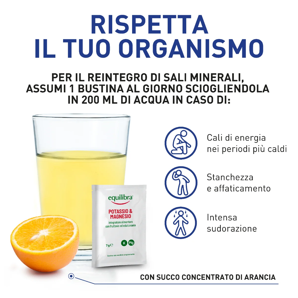 Equilibra Potassio & Magnesio Formula Concentrata 20 Bustine Integratore contro Stanchezza e Affaticamento