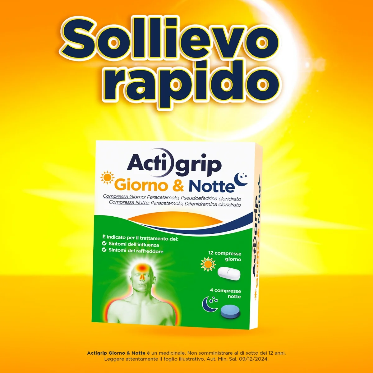 Actigrip Giorno E Notte 12+4 Compresse Raffreddore e Influenza