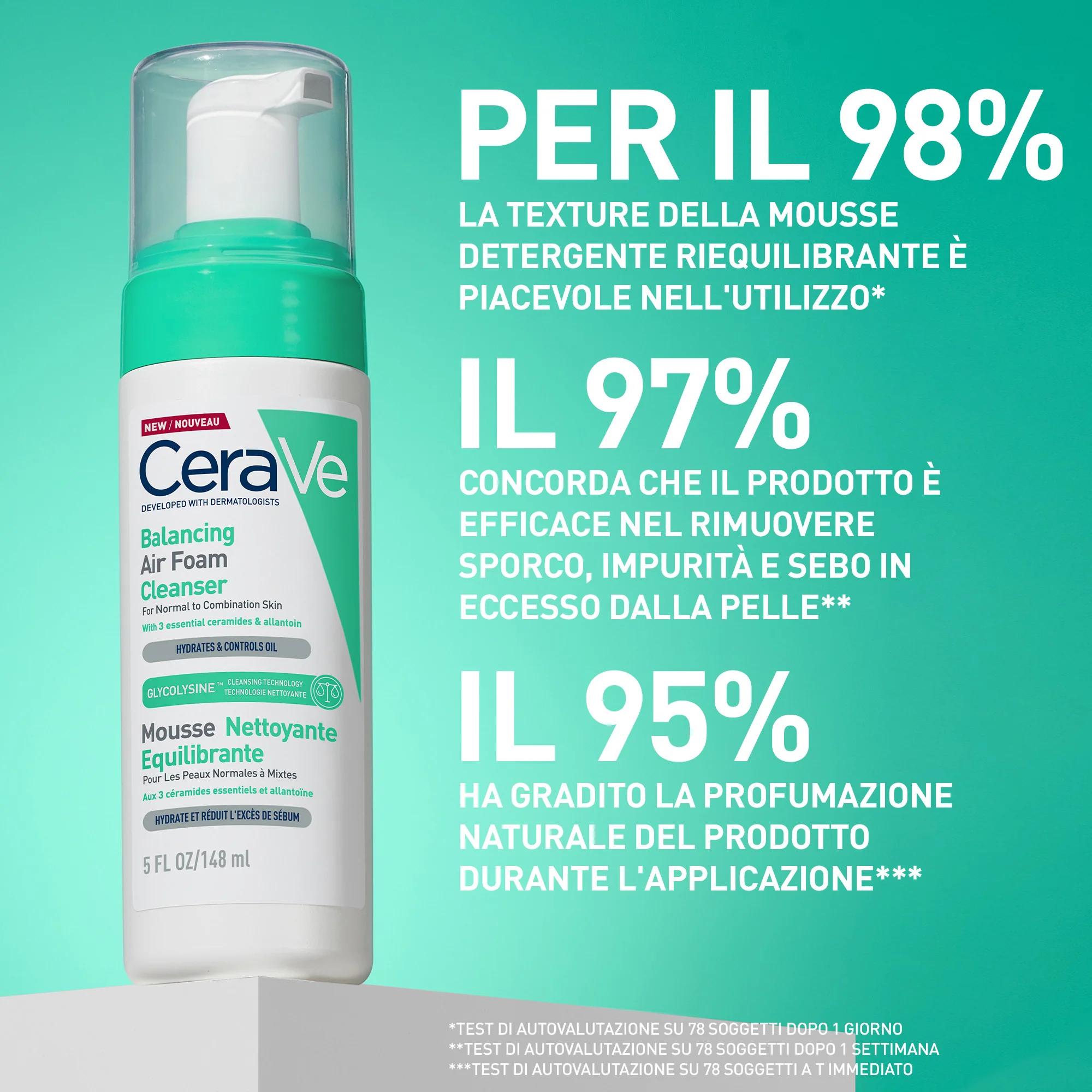 Cerave Detergente Mousse Riequilibrante 148 ml Pelle da Normale a Mista
