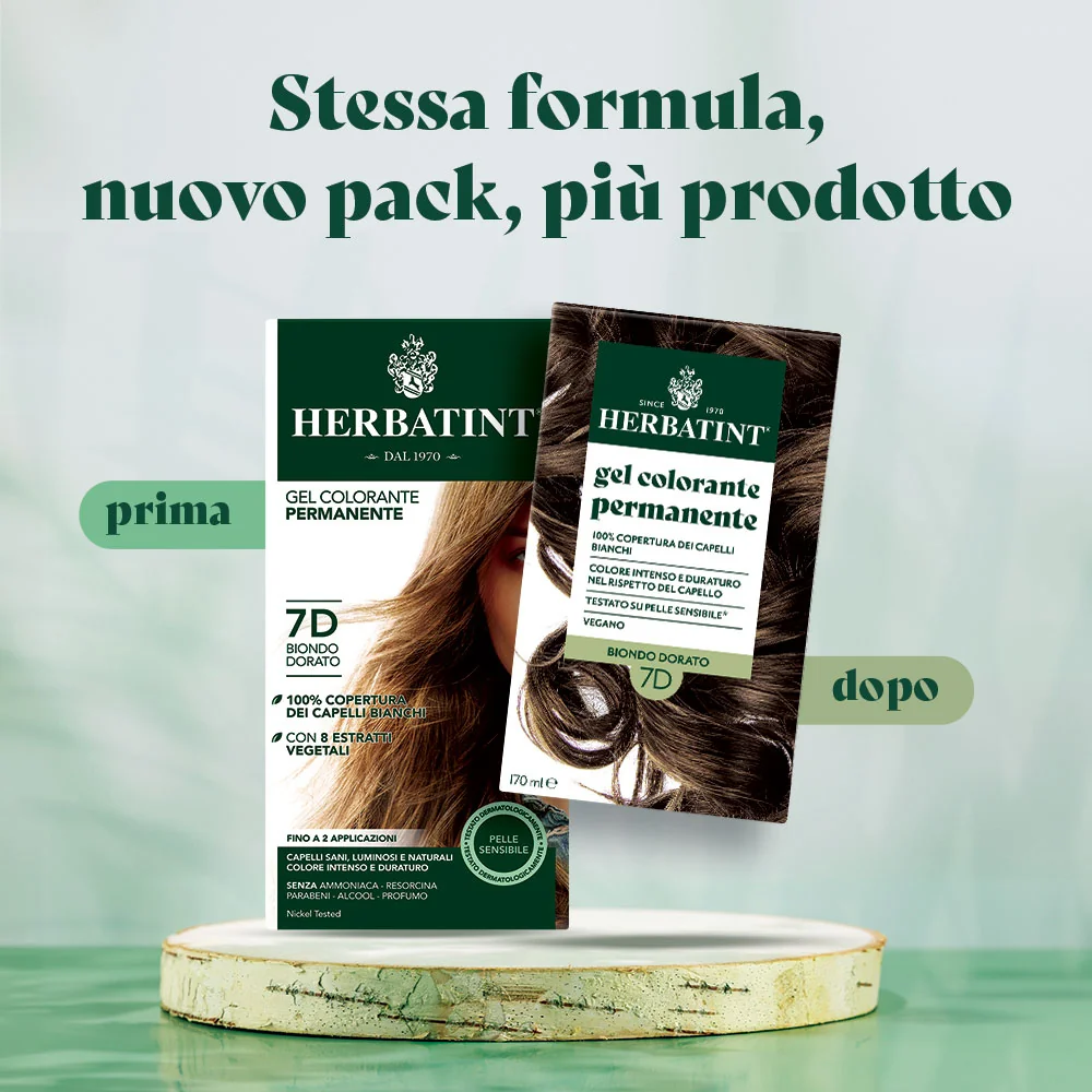 Herbatint Gel Colorante Permanente 7D Biondo Dorato 170 Ml Colore Intenso e Duraturo