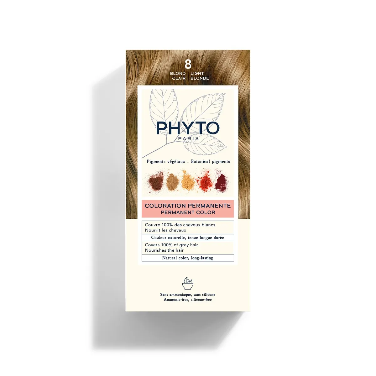 Phyto Phytocolor 8 Biondo Chiaro Colorazione Permanente Senza Ammoniaca 100% Copertura Capelli Bianchi