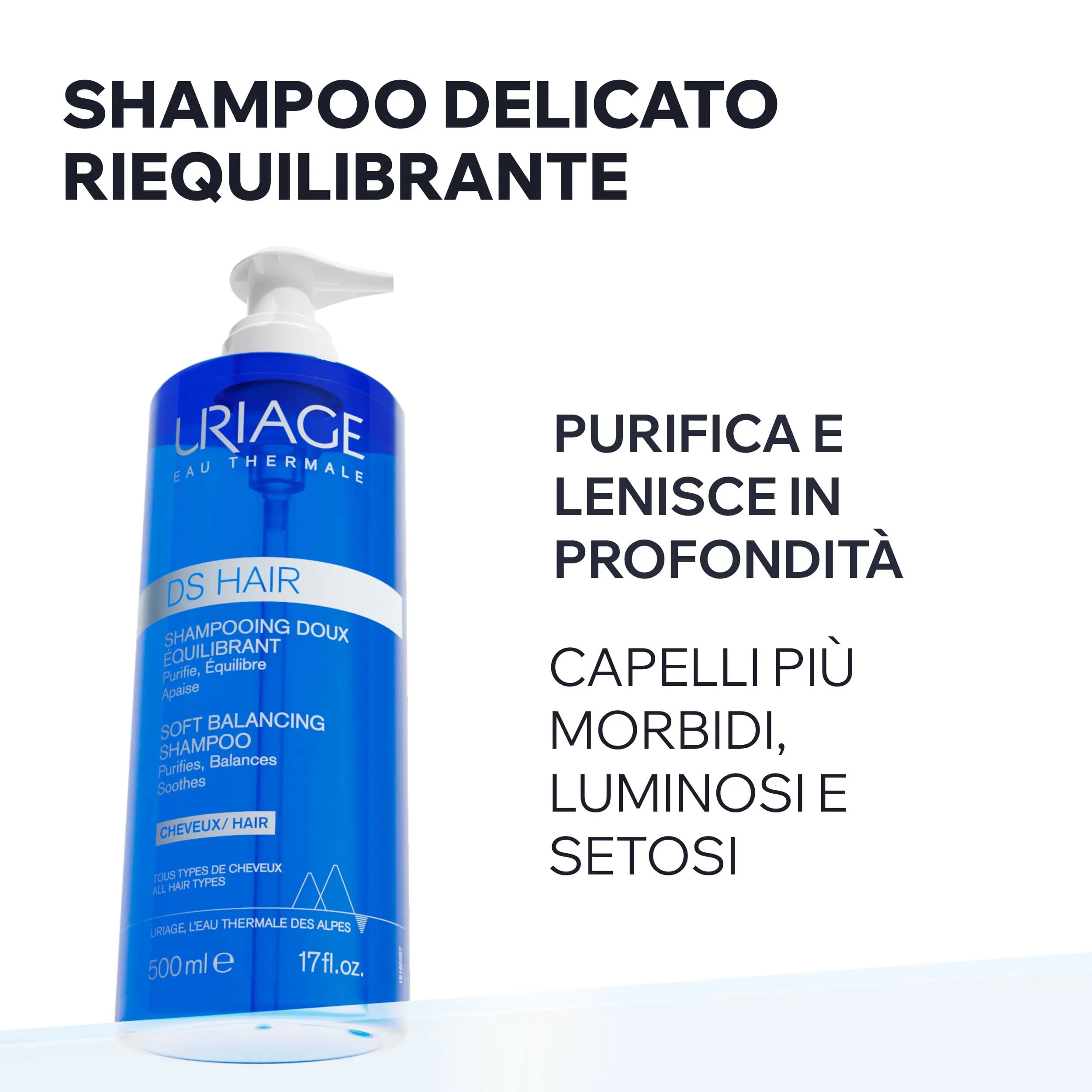 Uriage DS Hair Shampoo Delicato Riequilibrante 500 ml Purifica e Lenisce