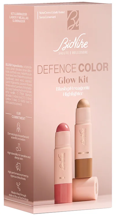 BioNike Defence Color Glow Kit Illuminante 7 ml + Lip&Cheek Blush 5 g Blush pH reagente e highlighter in stick