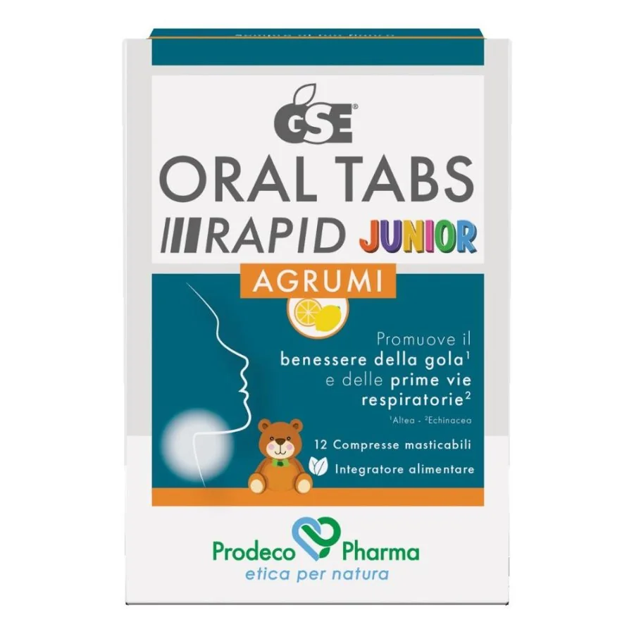 Gse Oral Tabs Rapid Junior 12 Compresse Masticabili da 1,5 g Benessere della Gola