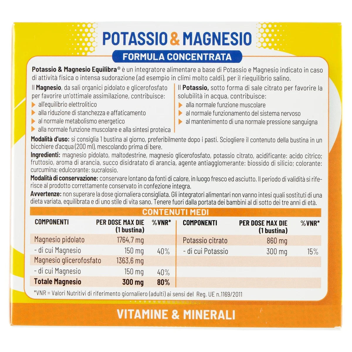 Equilibra Potassio & Magnesio Formula Concentrata 20 Bustine Integratore contro Stanchezza e Affaticamento