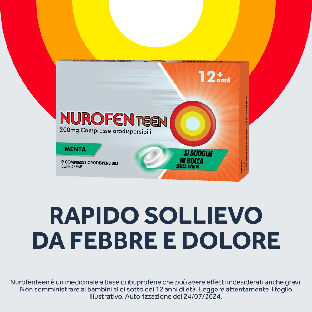 Nurofenteen 200 mg Ibuprofene Analgesico Menta 12 Compresse Orodispensabili Antinfiammatorio