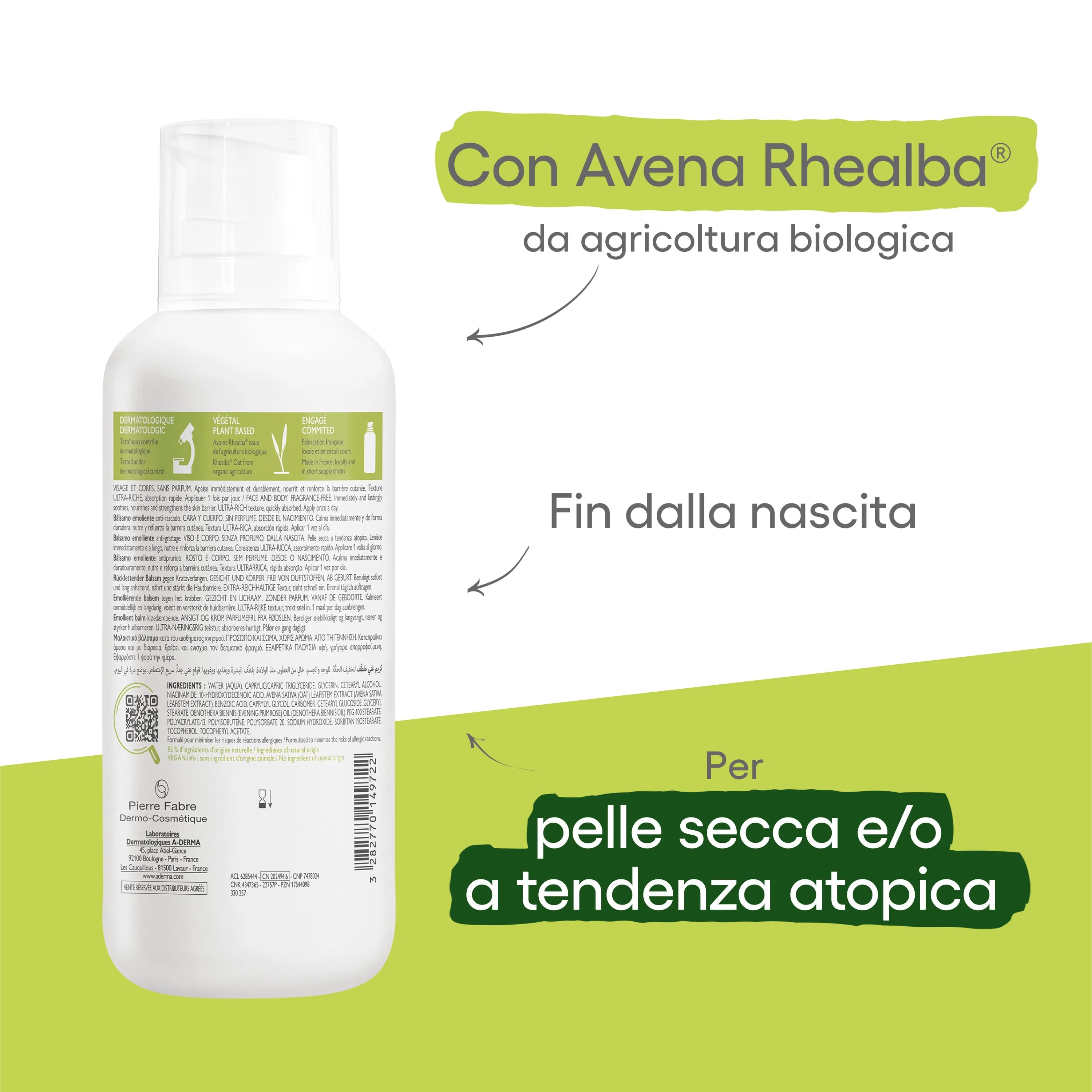 A-Derma Exomega Control Balsamo Emolliente Anti-Grattage 400 ml Pelle Secca a Tendenza Atopica