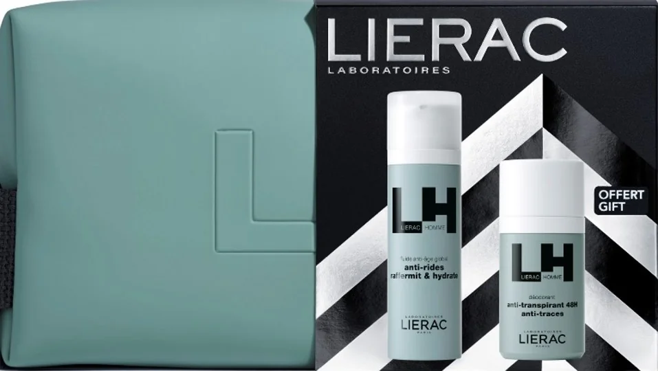 Lierac Set Natale Homme Fluido Anti-Età Globale 50ml + Deodorante Anti-traspirante 50ml + Trousse