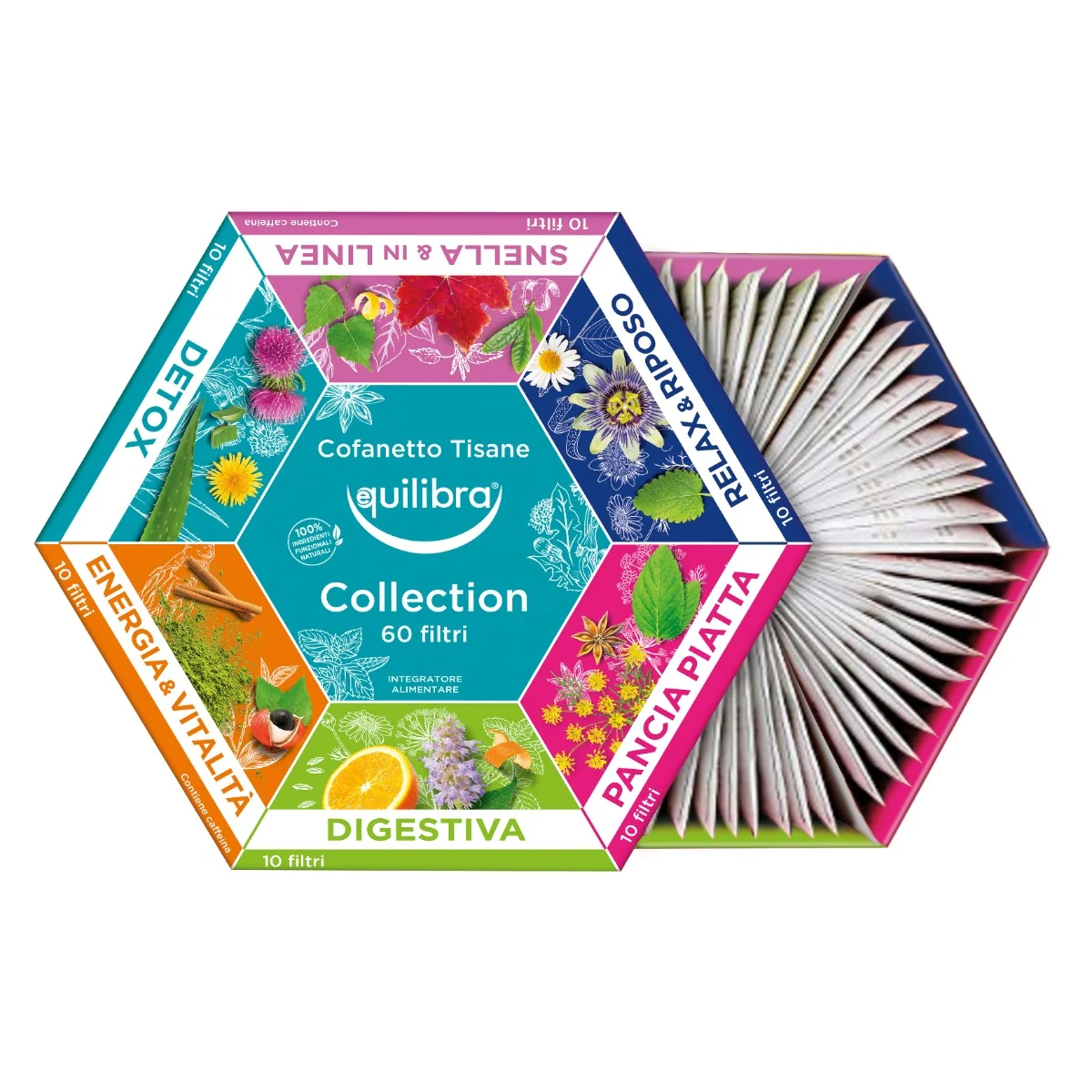 Equilibra Cofanetto Tisane Collection 60 Filtri Tisane con Ingredienti Funzionali